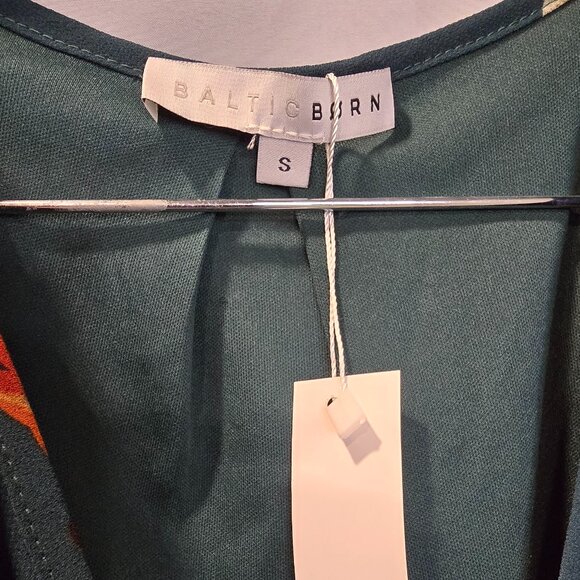 NWT Baltic Born Dress Green Floral Maxi Size Small Tie Belt Lined - Picture 3 of 10